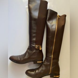 Michael Michael Kors Alieen Dark Chocolate Leather Flat Riding Boot